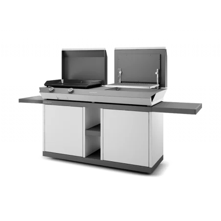 Combi Plancha 60 Gril 60 Acier Noir & Gris Sur Chariot 3 Combi Plancha 60 Gril 60 Acier Noir & Gris Sur Chariot