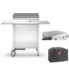 Pack Plancha électrique Chef 55 Lisse + Chariot Fermé + Housse + Capot - PLANET -LA MAISON DU BARBECUE pack plancha elec chef 55 lisse char ferme houscapot