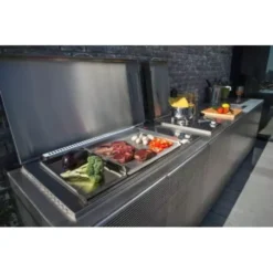 Plancha Gaz Encastrable Oasi 55 Cm Inox Plaque Lisse + Couvercle - PLANET -LA MAISON DU BARBECUE plancha gaz encastrable 55 cm inox 2 feux plaque lisse couvercle planet 2