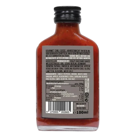 Sauce Piquante Carolina Reaper & Blueberry 100ml - CRAZY BASTARD 4 Sauce Piquante Carolina Reaper & Blueberry 100ml - CRAZY BASTARD – Image 2